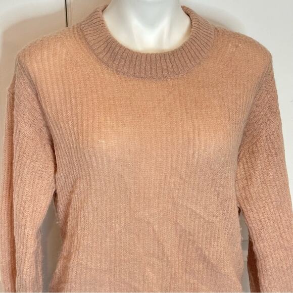Everlane Alpaca Wool Crew Ribbed Oversized Sweater Dusty Pink XS - Picture 2 of 8